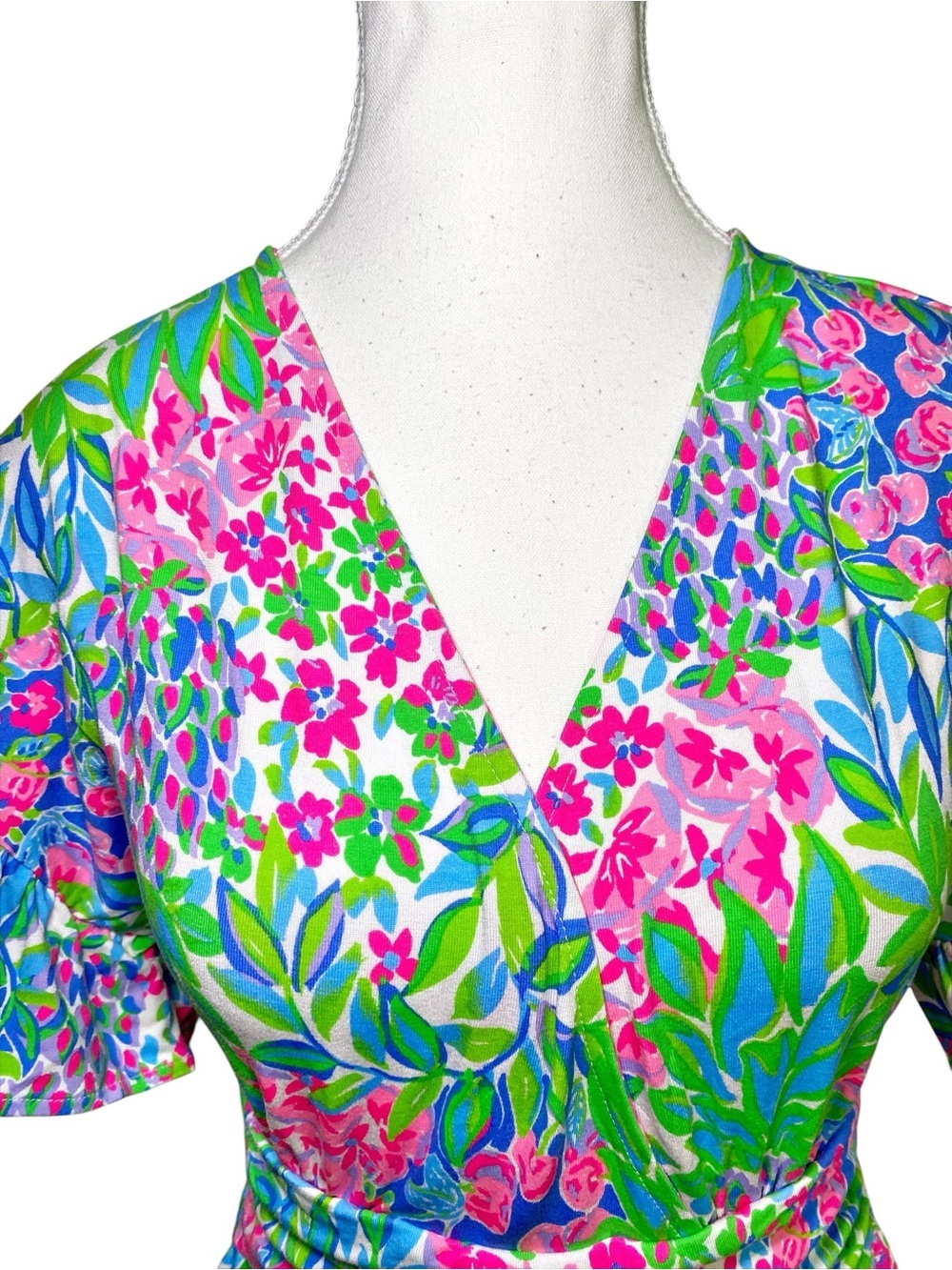 LILLY PULITZER JULIET RUFFLE Flutter Sleeve Ruched MIDI DRESS *A CHERRY ON TOP* - Picture 4 of 16